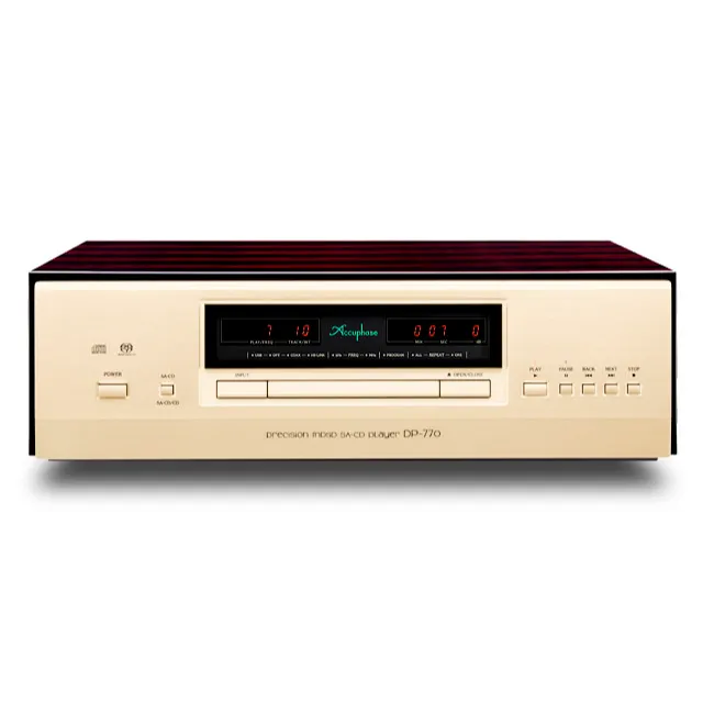 ACCUPHASE DP-770 PRECISION MDSD SA-CD PLAYER | VINYL SOUND USA The DP-770 also incorporates numerous noise suppression technologies like ANCC* to create an unparalleled musical experience. High-rigidity, high-precision aluminum machined SA-CD/CD drive with low center of gravity MDSD/MDS++ D/A converter driving 8 parallel channels using ANCC Programmable playlists.