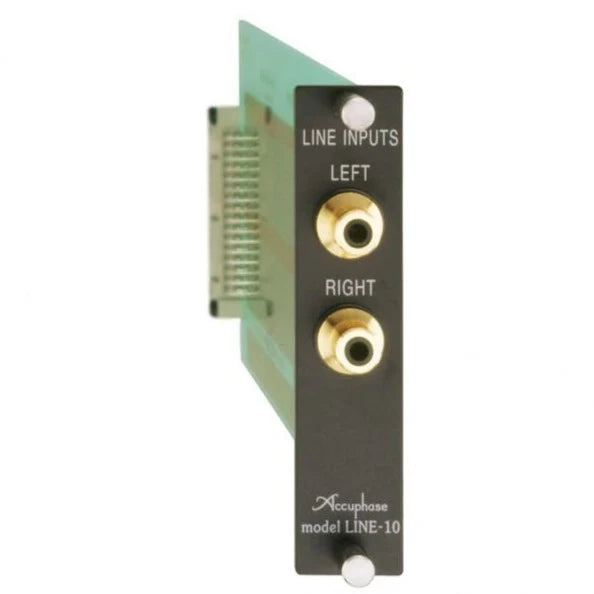 ACCUPHASE LINE-10 LINE INPUT BOARD | VINYL SOUND USA General high-level input for unbalanced connections Compatible models: C-2000, C-245, C-265, CX-260 E-307, E-308, E-407, E-408, E-530, E-550 Uses 1 slot