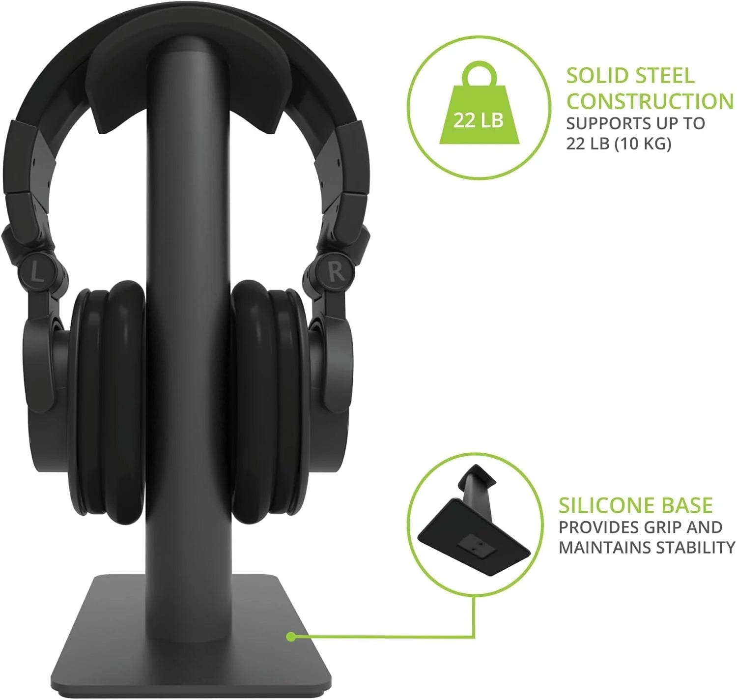 Kanto H2 Premium Universal Desktop Headphone Stand - Black