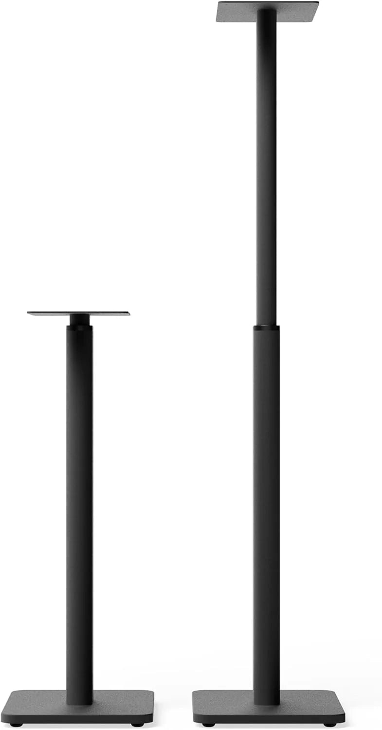 Kanto SPH Universal Height Adjustable Floor Speaker Stands for Bookshelf Speakers - Black (Pair)