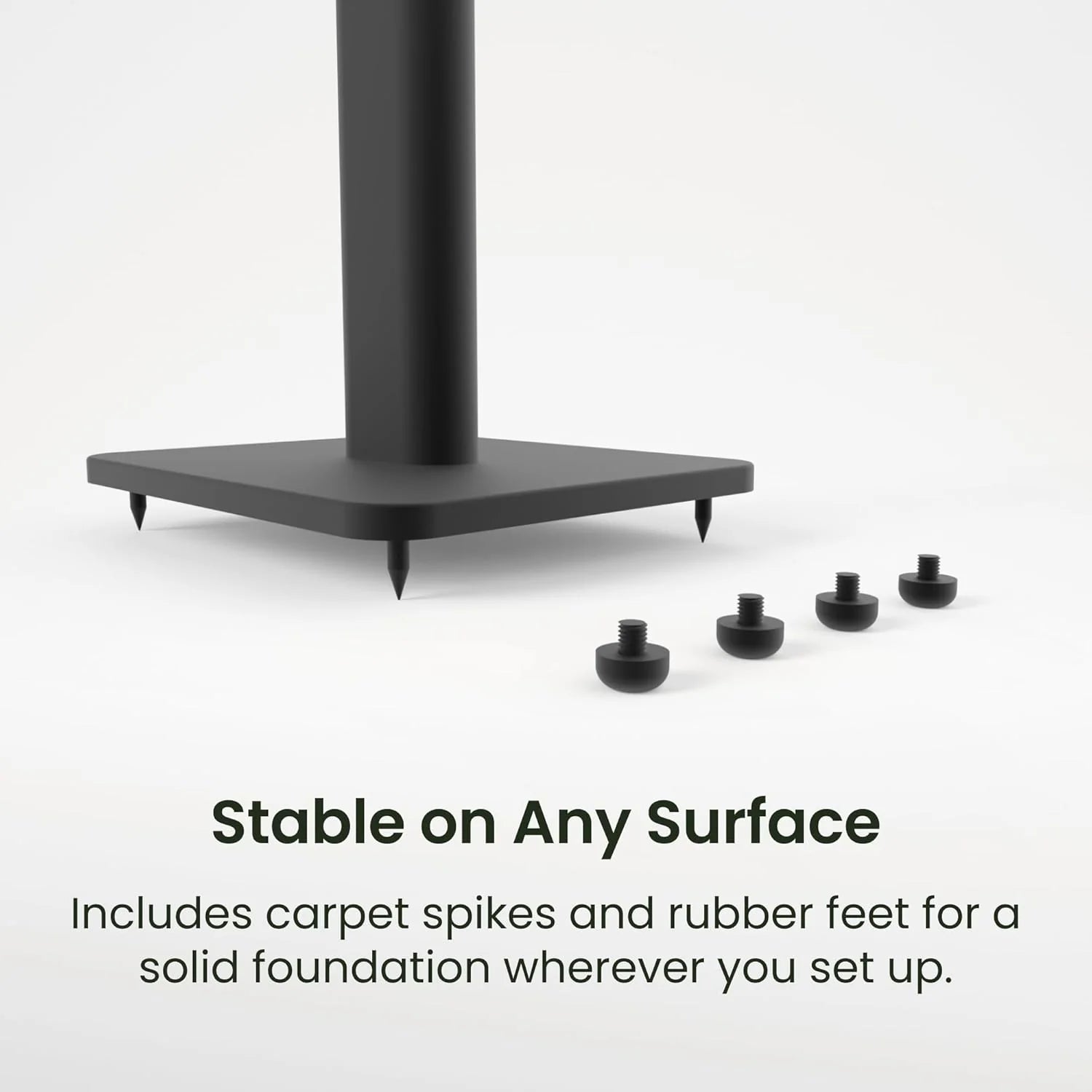 Kanto SPH Universal Height Adjustable Floor Speaker Stands for Bookshelf Speakers - Black (Pair)
