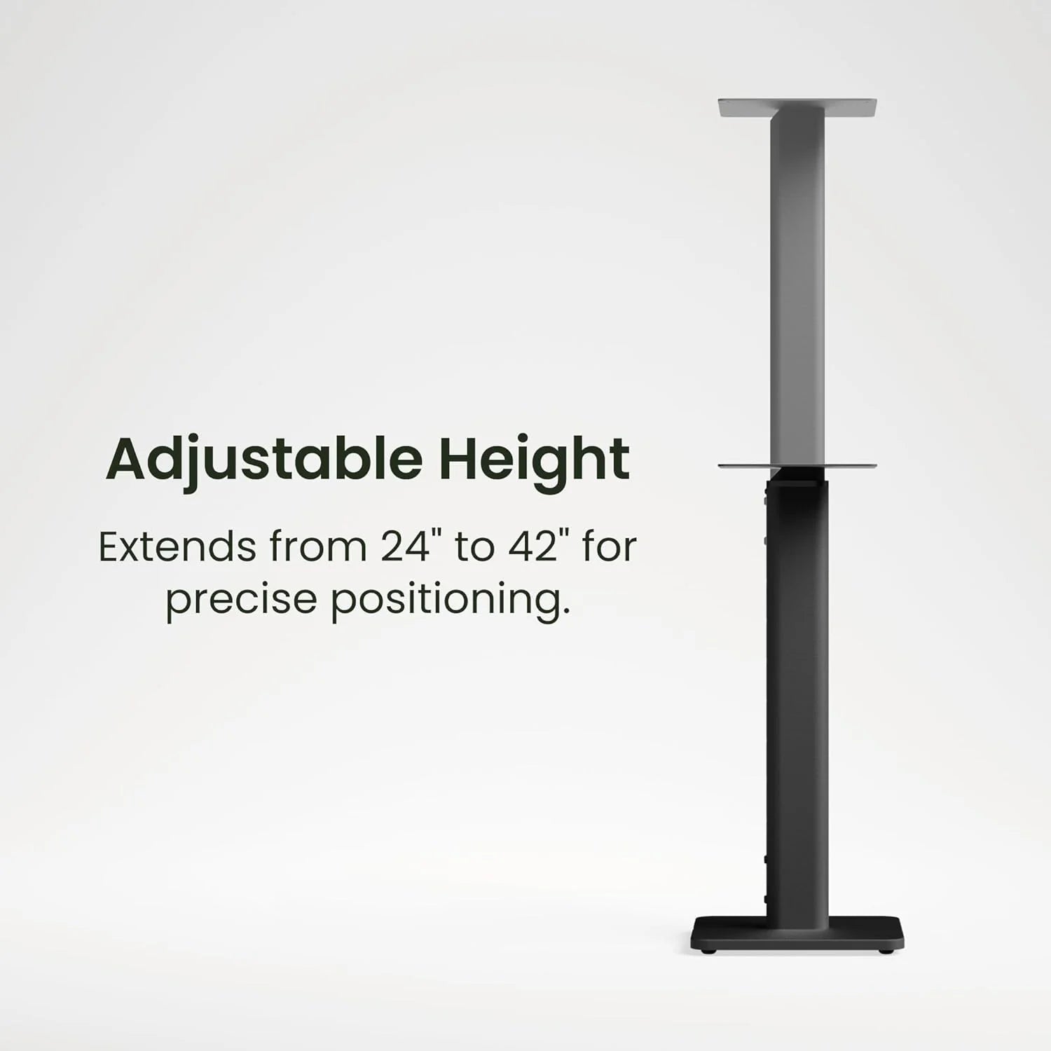Kanto SPH Universal Height Adjustable Floor Speaker Stands for Bookshelf Speakers - Black (Pair)