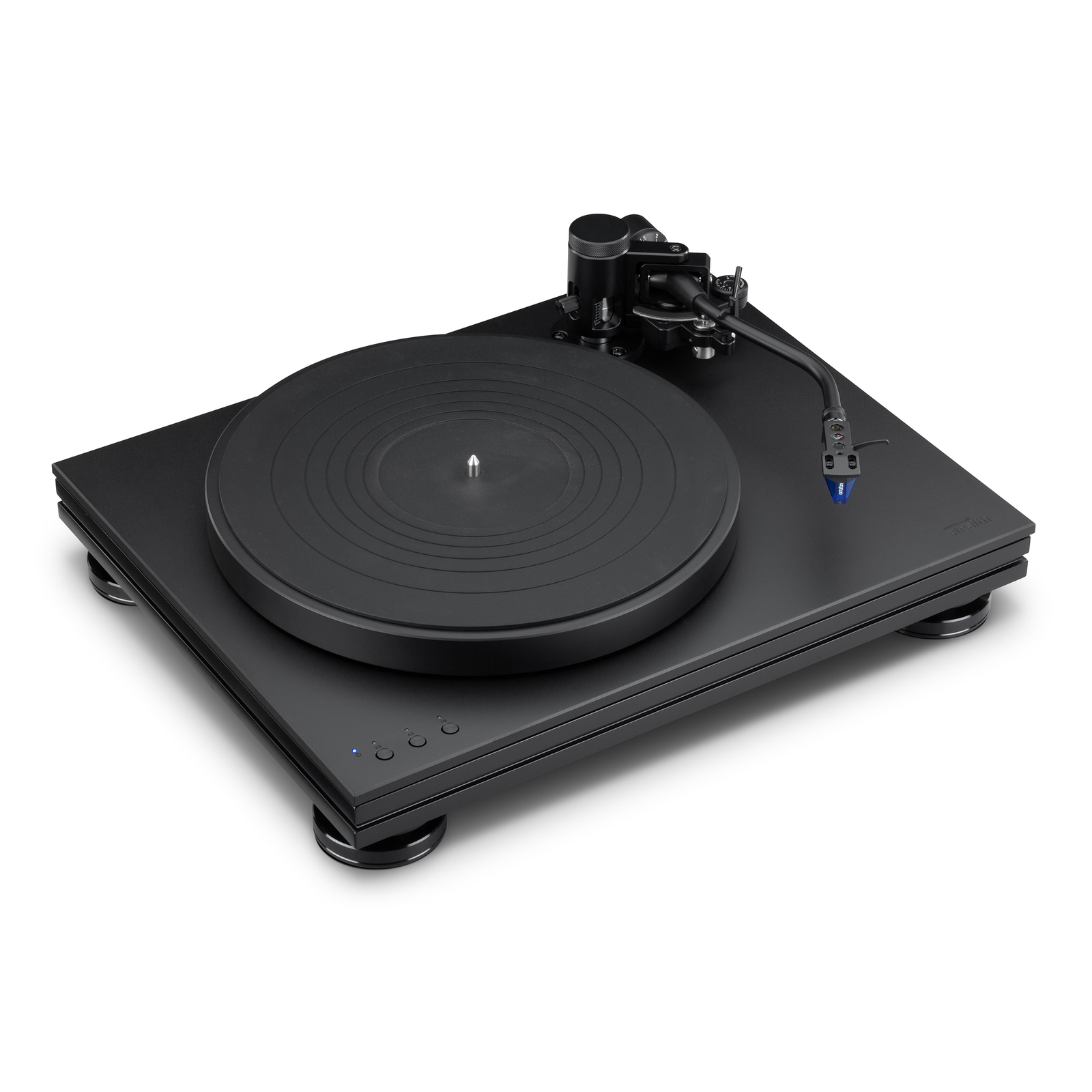 Product Highlights: 3-speed direct drive turntable with touch-activated speed controls Brushless, low-torque motor automatically stops running at the end of a record Heavy, multi-layer chassis and height-adjustable feet attenuate external vibrations S-shaped tonearm with VTA adjustment and detachable headshell Factory-mounted, precision-aligned Ortofon 2M Blue cartridge