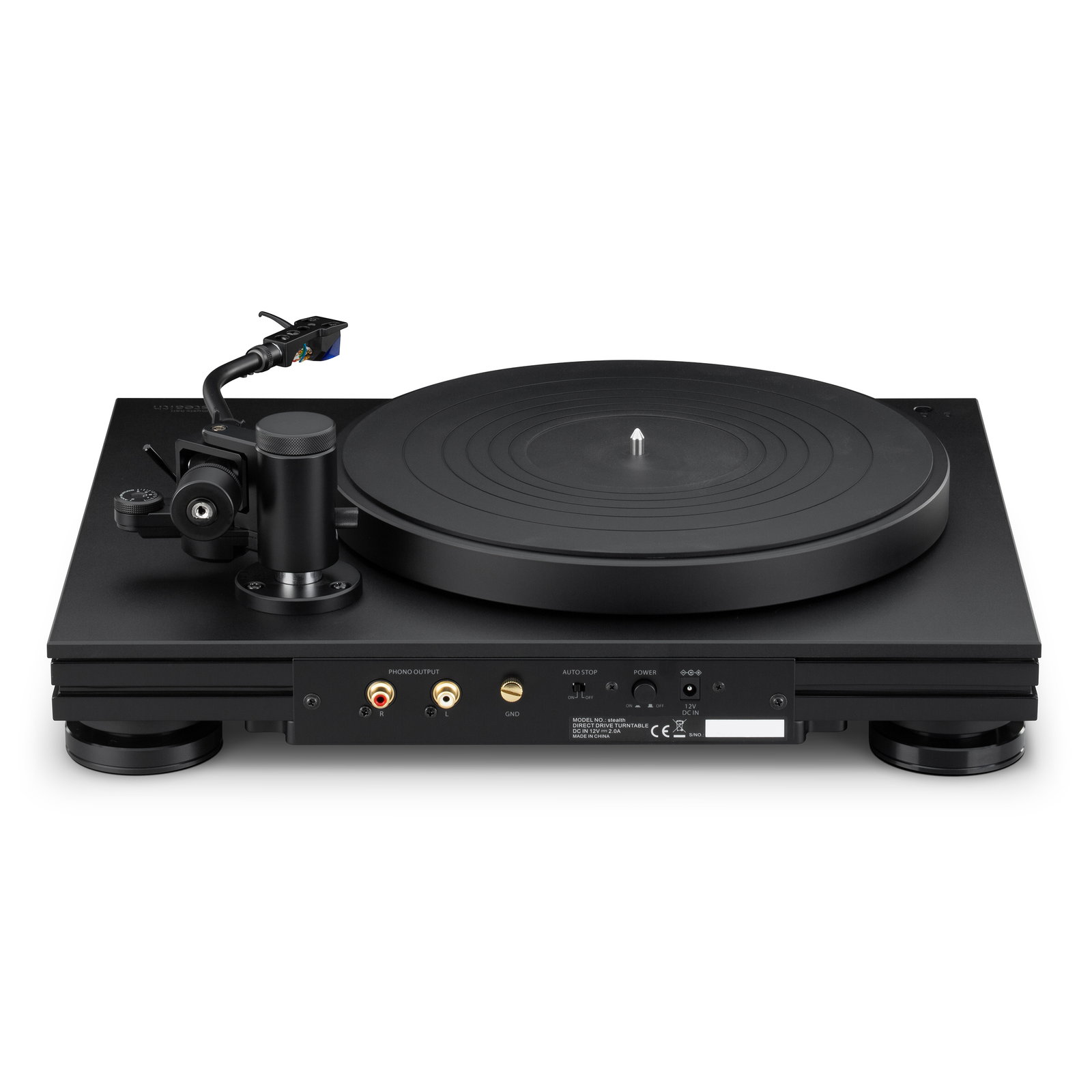 Product Highlights: 3-speed direct drive turntable with touch-activated speed controls Brushless, low-torque motor automatically stops running at the end of a record Heavy, multi-layer chassis and height-adjustable feet attenuate external vibrations S-shaped tonearm with VTA adjustment and detachable headshell Factory-mounted, precision-aligned Ortofon 2M Blue cartridge