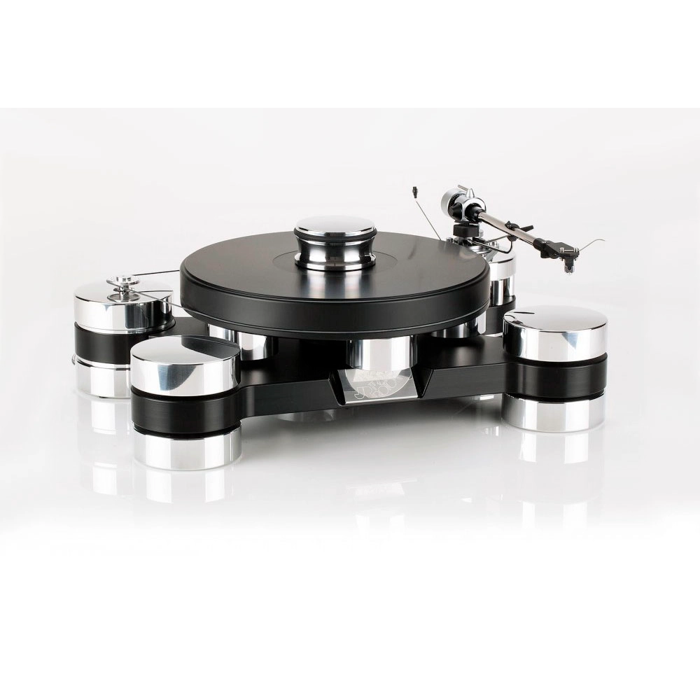 TRANSROTOR DARK STAR SILVER SHADOW/DARK STAR SILVER SHADOW REFERENCE TURNTABLE | VINYL SOUND The Dark Star Silver Shadow is belt-driven design with an outboard fully decoupled AC-synchronous motor. The chassis is stabilized by three adjustable feet at the two front corners and center-rear. Dark Star Silver Shadow comes in a black 30mm POM/Polished Aluminum chassis