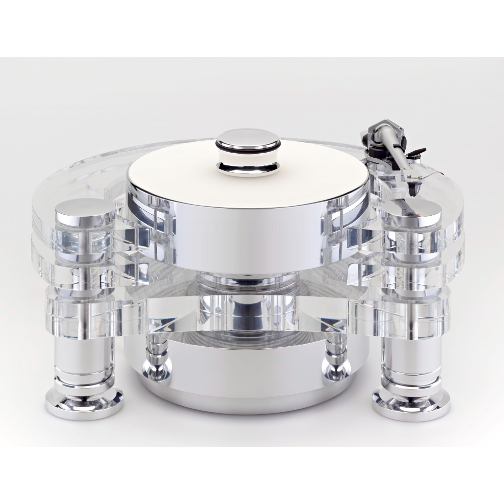 TRANSROTOR ORION REFERENCE FMD TURNTABLE | VINYL SOUND Orion Reference FMD features a double acrylic clear chassis 40mm, 80mm aluminum platter (15kg), FMD (Free Magnetic Drive) bearing and equipped with one 9-inch or 12-inch arm board. Transrotor FMD bearing works by magnetically coupling the motors and the magnetic drive platter assembly.