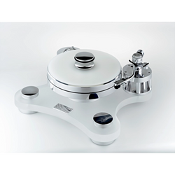 TRANSROTOR ZET 1 TURNTABLE | VINYL SOUND ZET1 comes in 3 colors: Black, Matt White or Glossy White. Features a 25mm Acrylic chassis, polished Aluminum platter, standard inverted or TMD bearing and the option to equip up to 2 Aluminum tonearm base for two 9-inch or 12-inch tone arm configuration. The motor can be coupled to the Chassis for a single tonearm configuration.