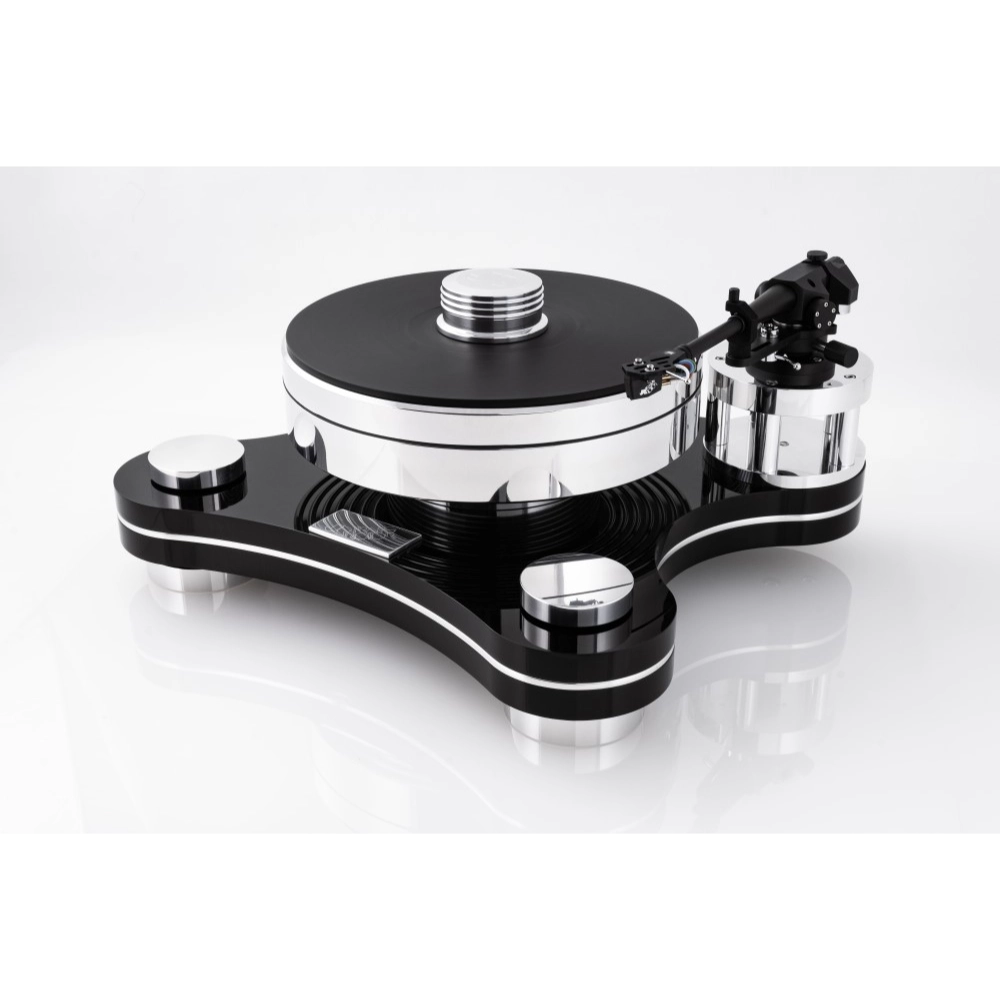 TRANSROTOR ZET 3 TURNTABLE | VINYL SOUND ZET3 comes in 2 colors: Black or Glossy White. Features a heavy Acrylic-Aluminum-Acrylic (Sandwich) polished chassis, a 70mm Aluminum platter (12kg), standard or TMD bearing and the option to equip up to 2 Aluminum tonearm base for two 9-inch or 12-inch tone arm configuration.