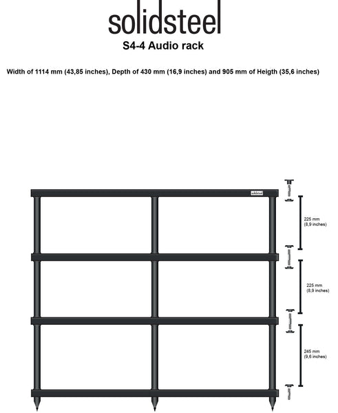Audio Rack Dimension Chart Inches SOLIDSTEEL S4-4 | HI-FI AUDIO & TV RACK – Vinyl Sound USA